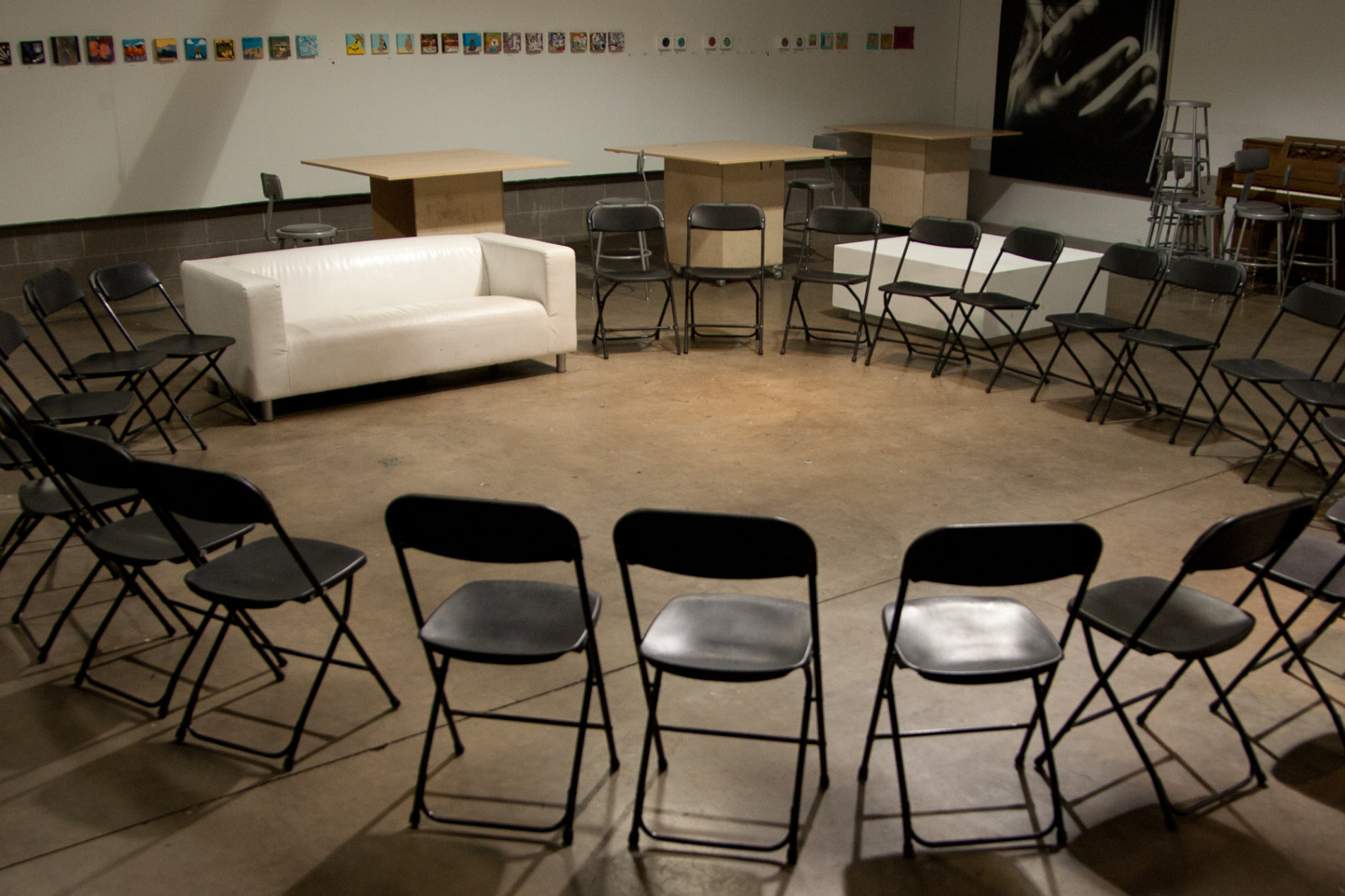 Circle of empty chairs