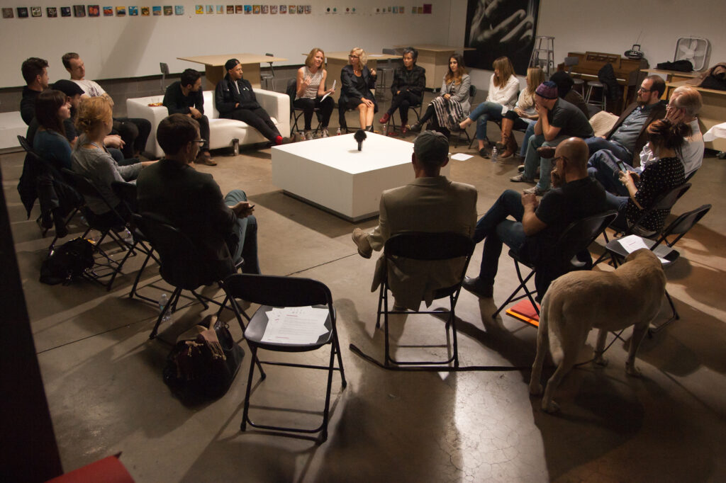 Sarah McKenzie at the first Tilt West roundtable at RedLine, discussing Region & Identity