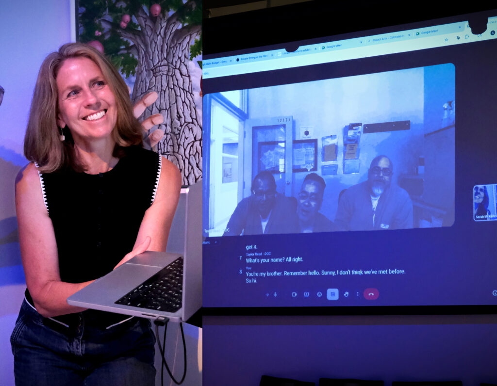 Sarah McKenzie moderating artist panel at East Window Gallery with incarcerated artists [2025]